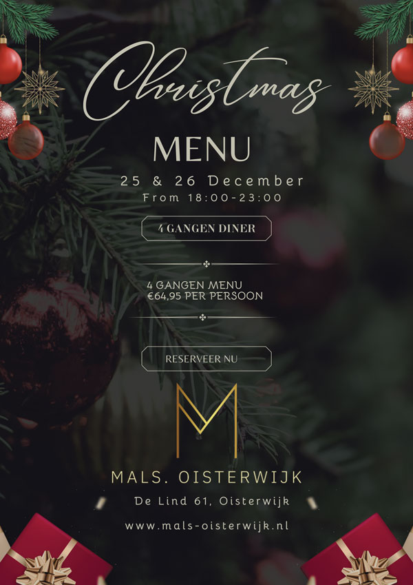 Kerstmenu Restaurant Mals Oisterwijk 2025